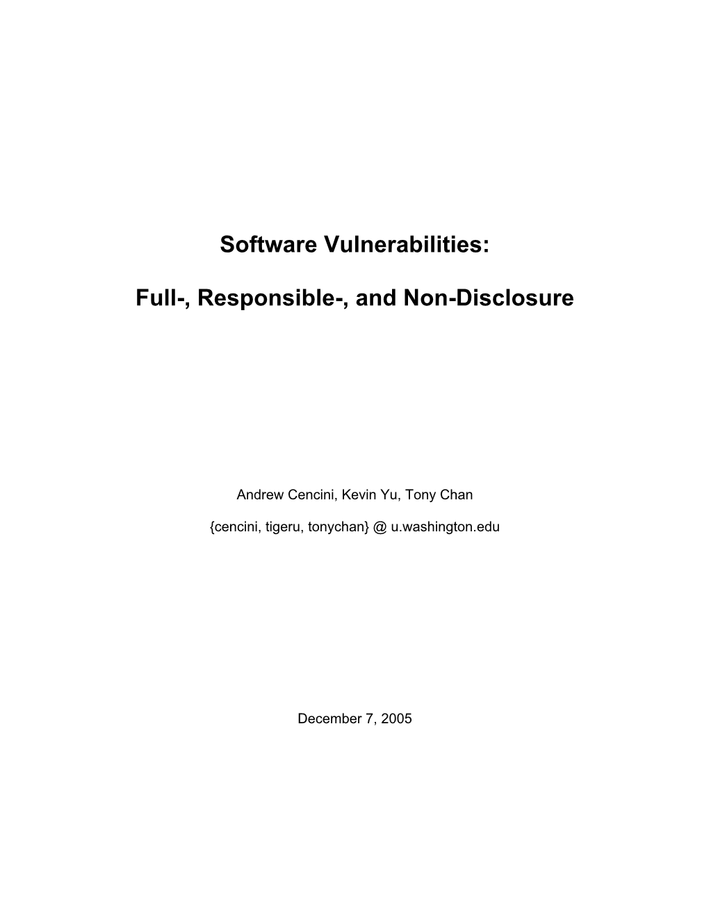 Software Vulnerabilities