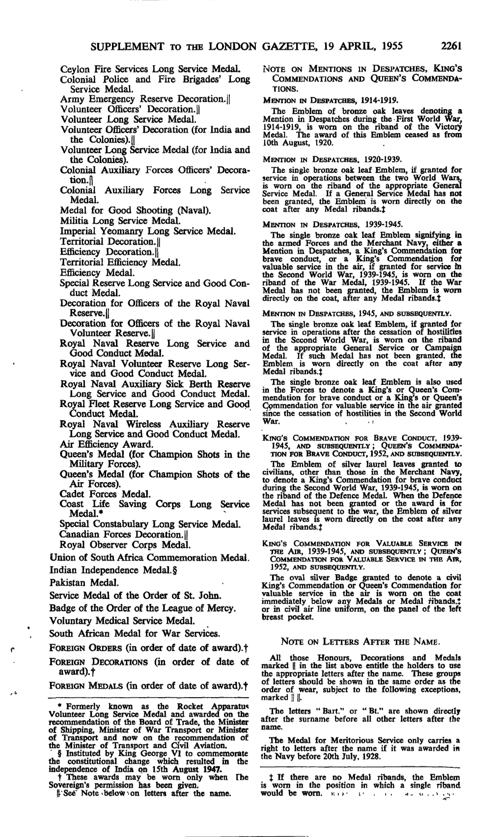 SUPPLEMENT to the LONDON GAZETTE, 19 APRIL, 1955 Ceylon