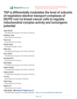 TNF-Α Differentially Modulates the Level of Subunits