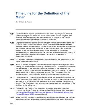 Time Line for the Definition of the Meter