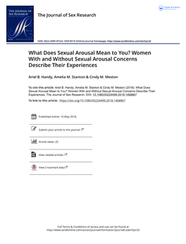 Women with and Without Sexual Arousal Concerns Describe Their Experiences