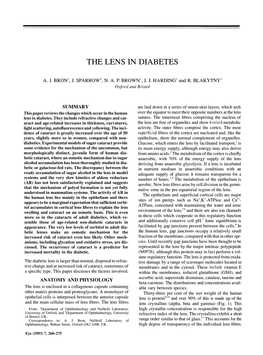 The Lens in Diabetes