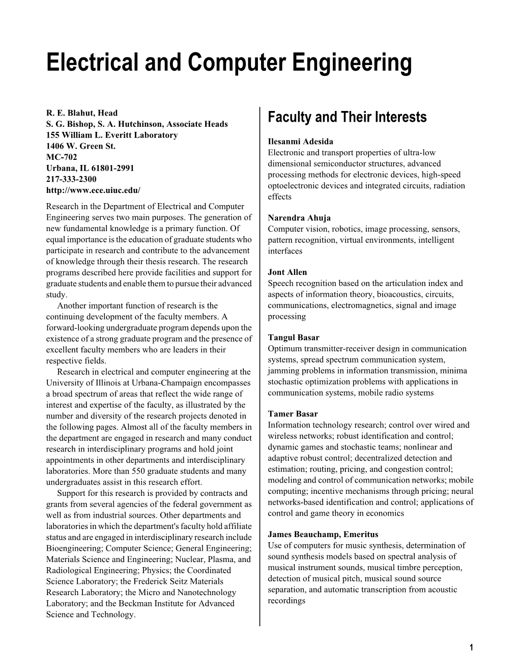 Electrical and Computer Engineering