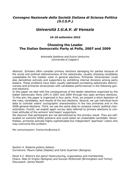 The Italian Democratic Party at Polls, 2007 and 2009