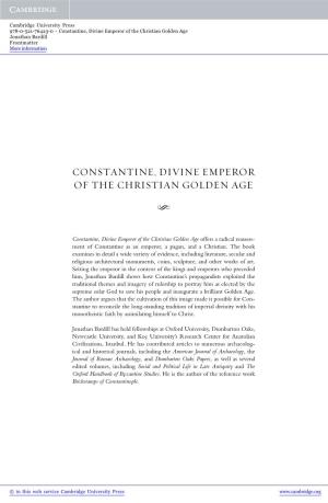 Constantine, Divine Emperor of the Christian Golden Age Jonathan Bardill Frontmatter More Information