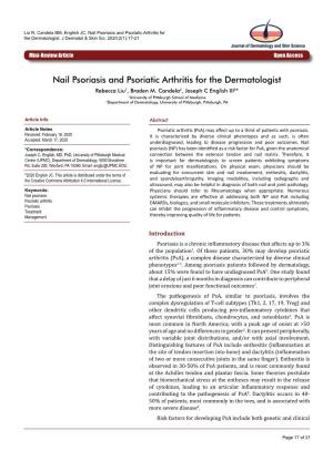 Nail Psoriasis and Psoriatic Arthritis for the Dermatologist