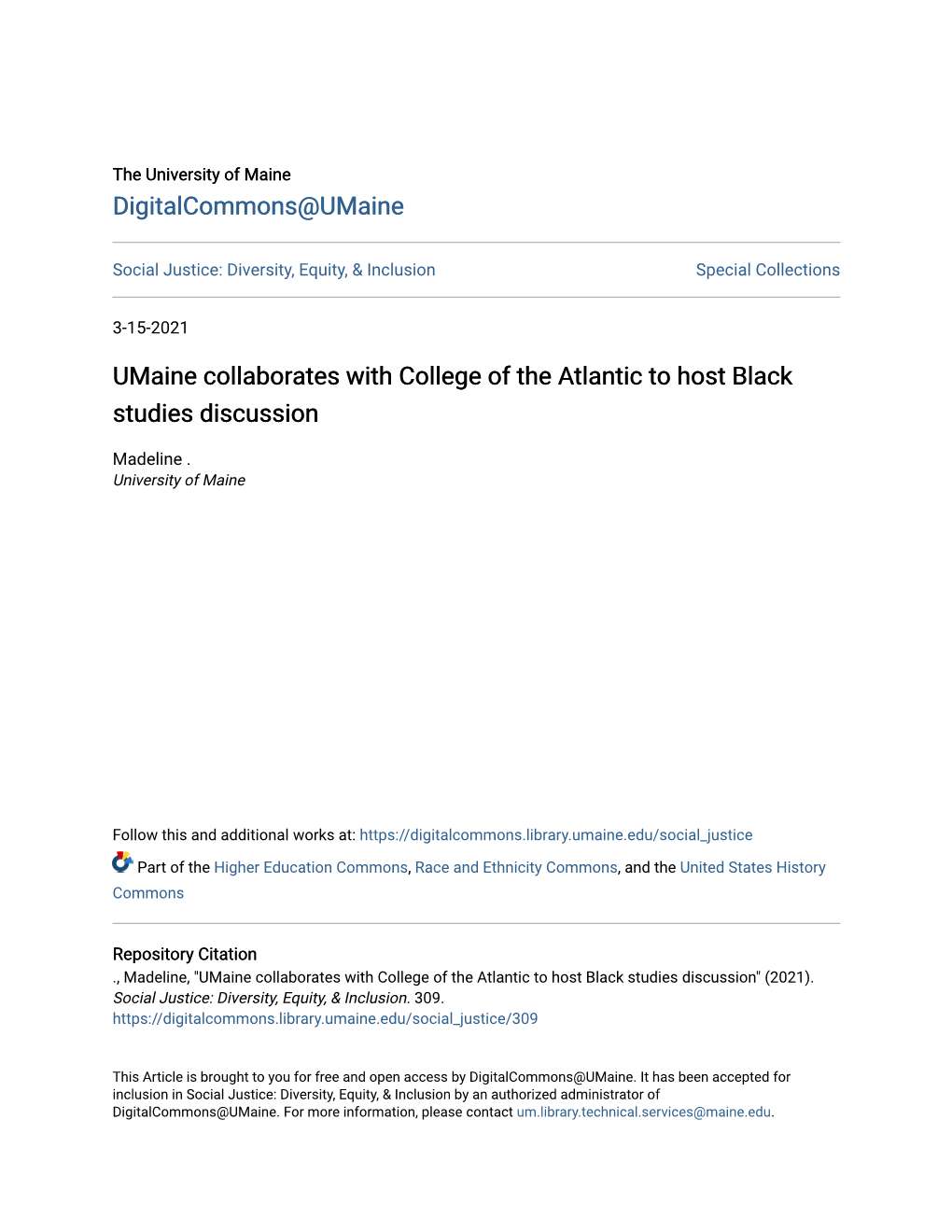 Umaine Collaborates with College of the Atlantic to Host Black Studies Discussion