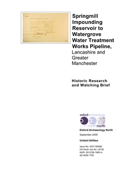 Springmill Impounding Reservoir to Watergrove Water Treatment Works Pipeline, Lancashire and Greater Manchester