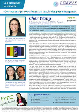 Cher Wang Co-Fondatrice Et Présidente De HTC, Cher Wang Est