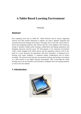 A Tablet Based Learning Environment