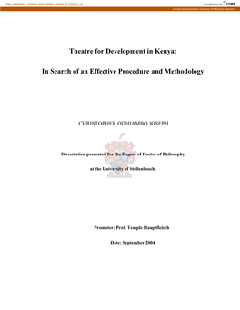 Theatre for Development in Kenya