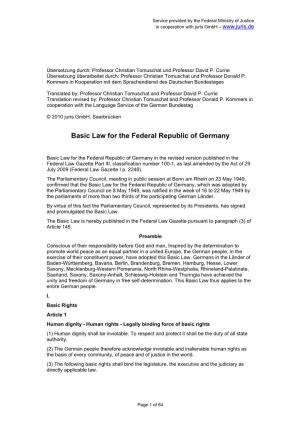 Basic Law for the Federal Republic of Germany (1949, Amended 2010)