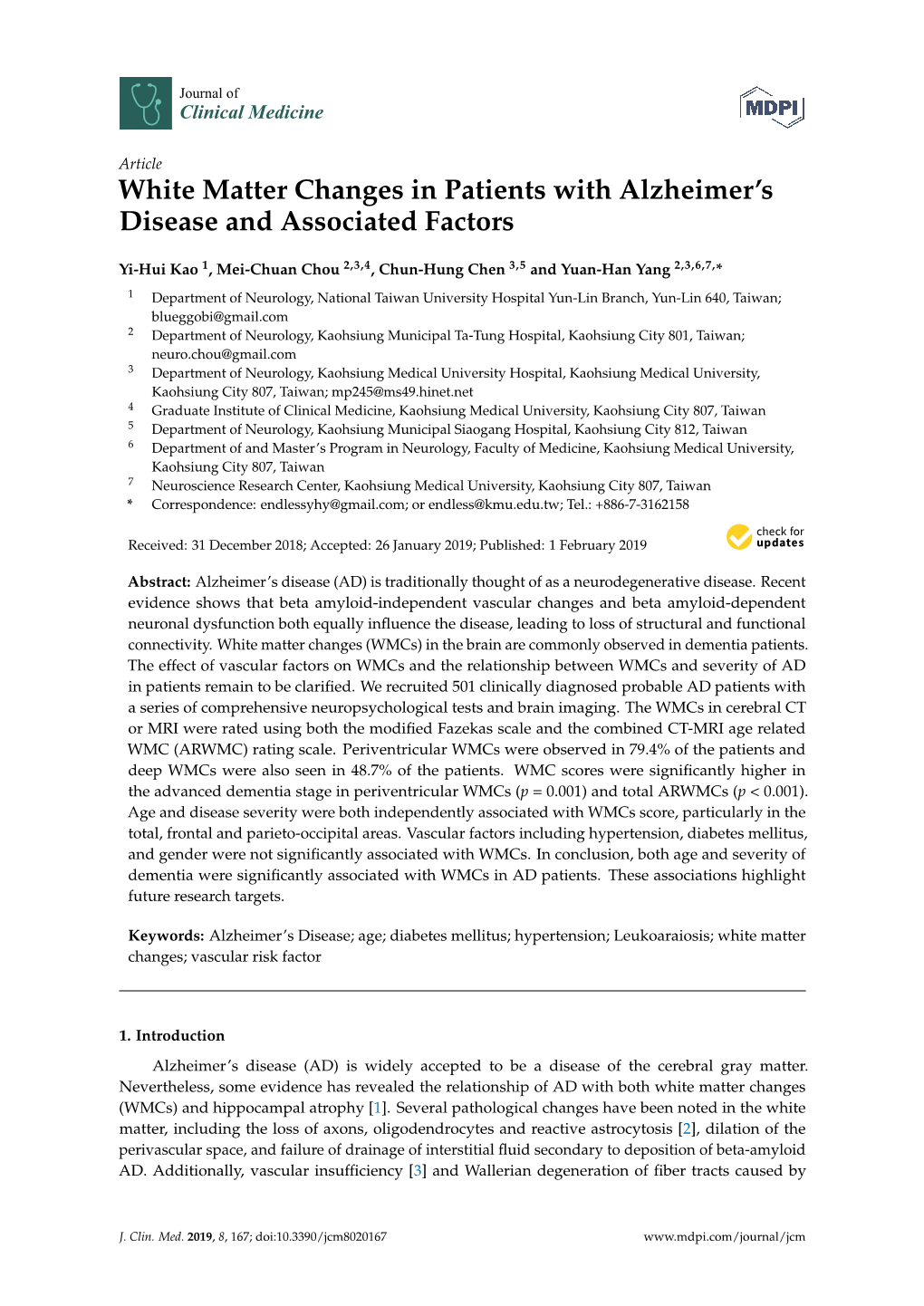 White Matter Changes in Patients with Alzheimer's Disease And