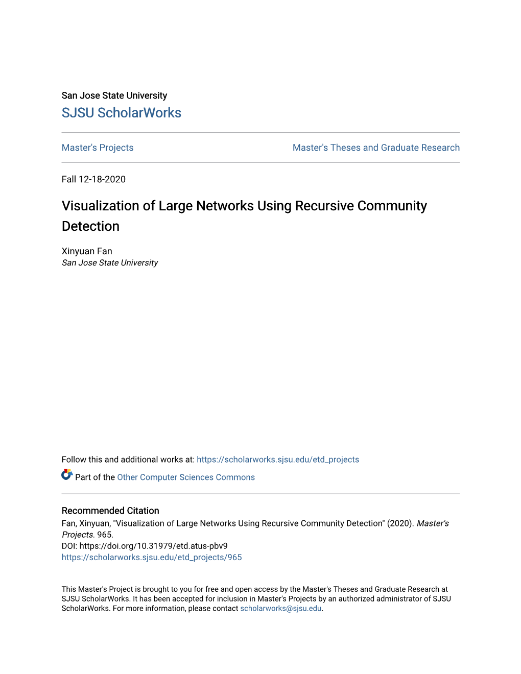 Visualization of Large Networks Using Recursive Community Detection