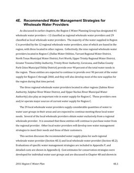 4E. Recommended Water Management Strategies for Wholesale Water Providers