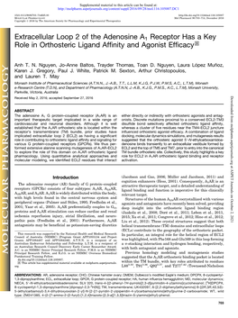 Extracellular Loop 2 of the Adenosine A1 Receptor Has a Key Role in Orthosteric Ligand Affinity and Agonist Efficacy S