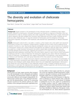 The Diversity and Evolution of Chelicerate Hemocyanins Peter Rehm1, Christian Pick1, Janus Borner1, Jürgen Markl2 and Thorsten Burmester1*