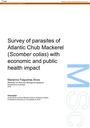 Survey of Parasites of Atlantic Chub Mackerel (Scomber Colias) with Economic and Public Health Impact)