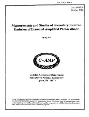 Measurements and Studies of Secondary Electron Emission of Diamond Amplified Photocathode