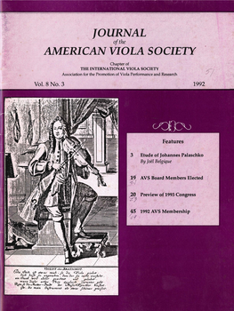 Journal of the American Viola Society Volume 8 No. 3, 1992