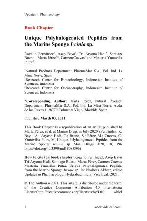 Unique Polyhalogenated Peptides from the Marine Sponge Ircinia Sp