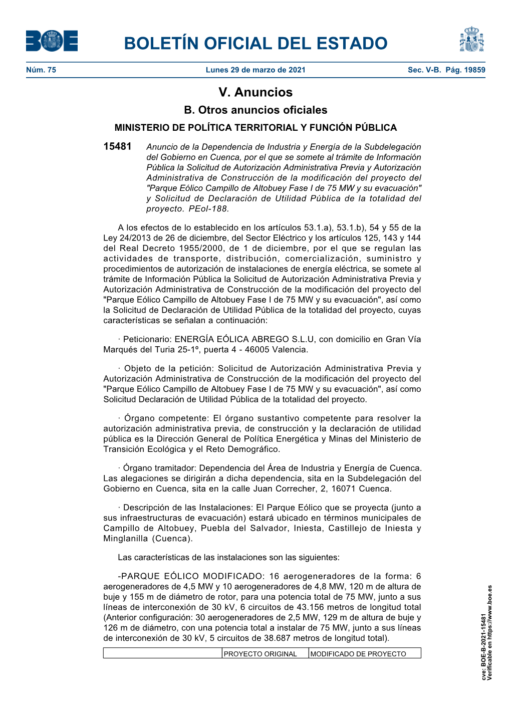 Anuncio 15481 Del BOE Núm. 75 De 2021