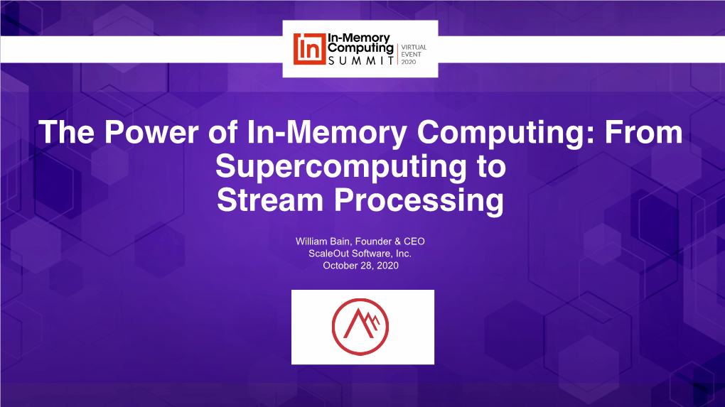The Power of In-Memory Computing: from Supercomputing to Stream Processing