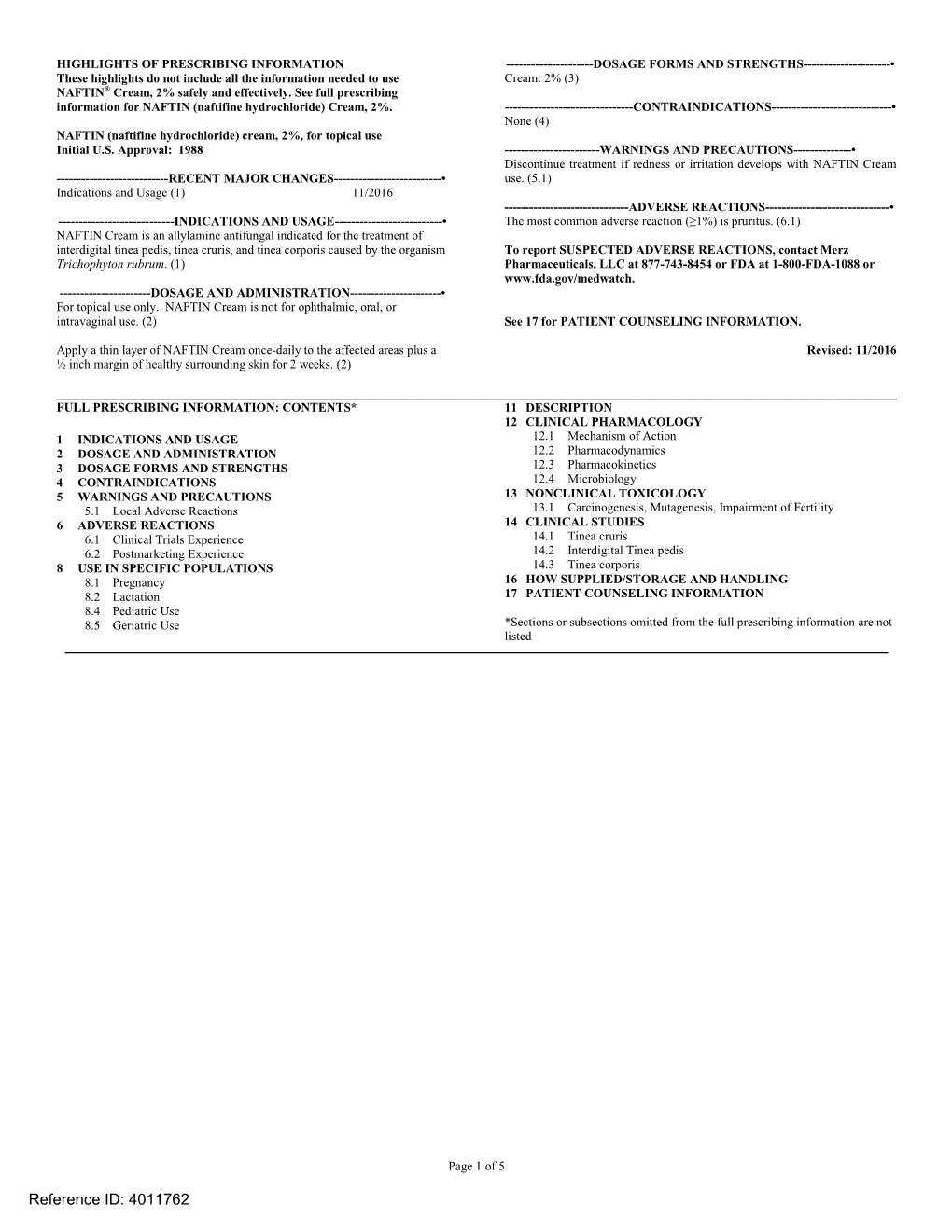 NAFTIN (Naftifine Hydrochloride) Cream, 2%