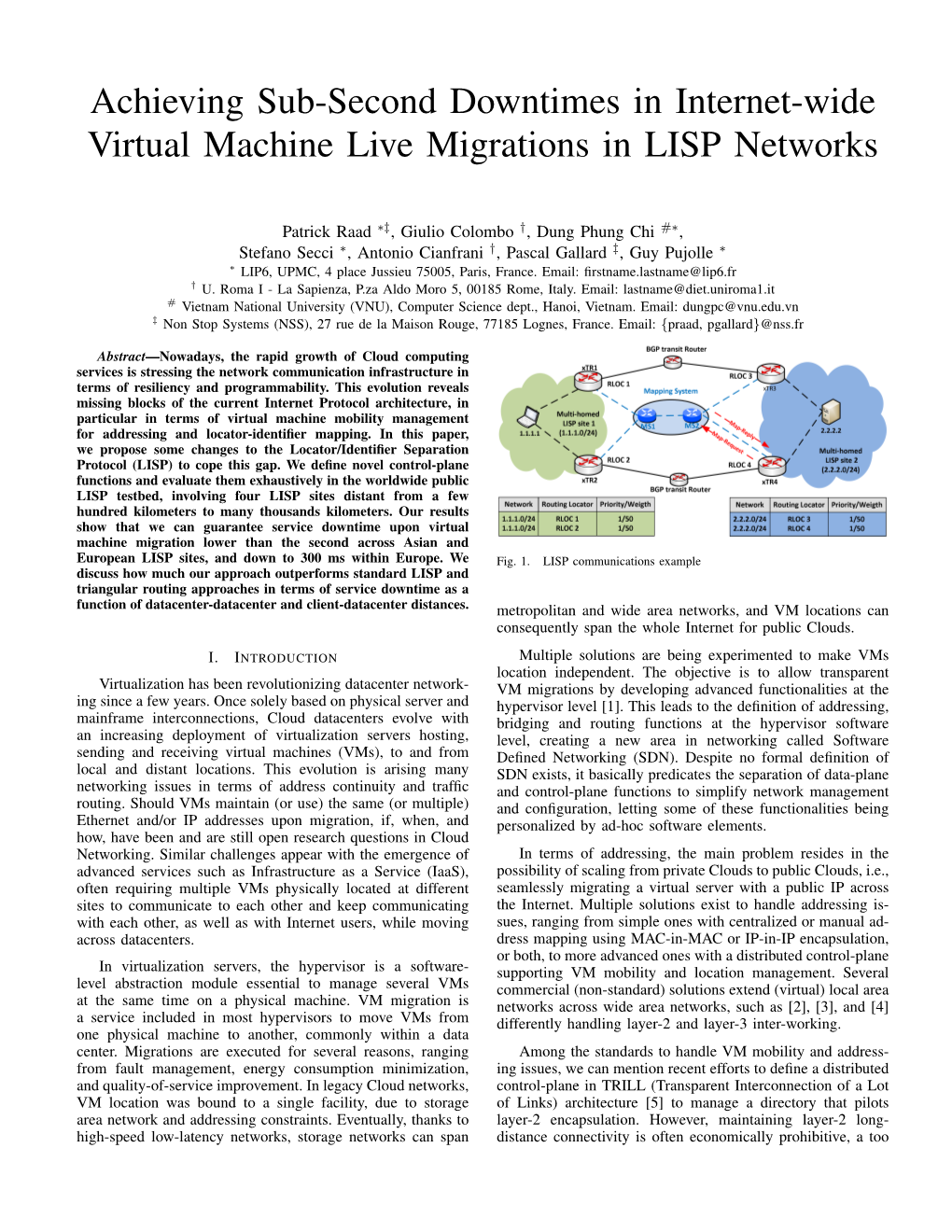 Achieving Sub-Second Downtimes in Internet-Wide Virtual Machine Live Migrations in LISP Networks