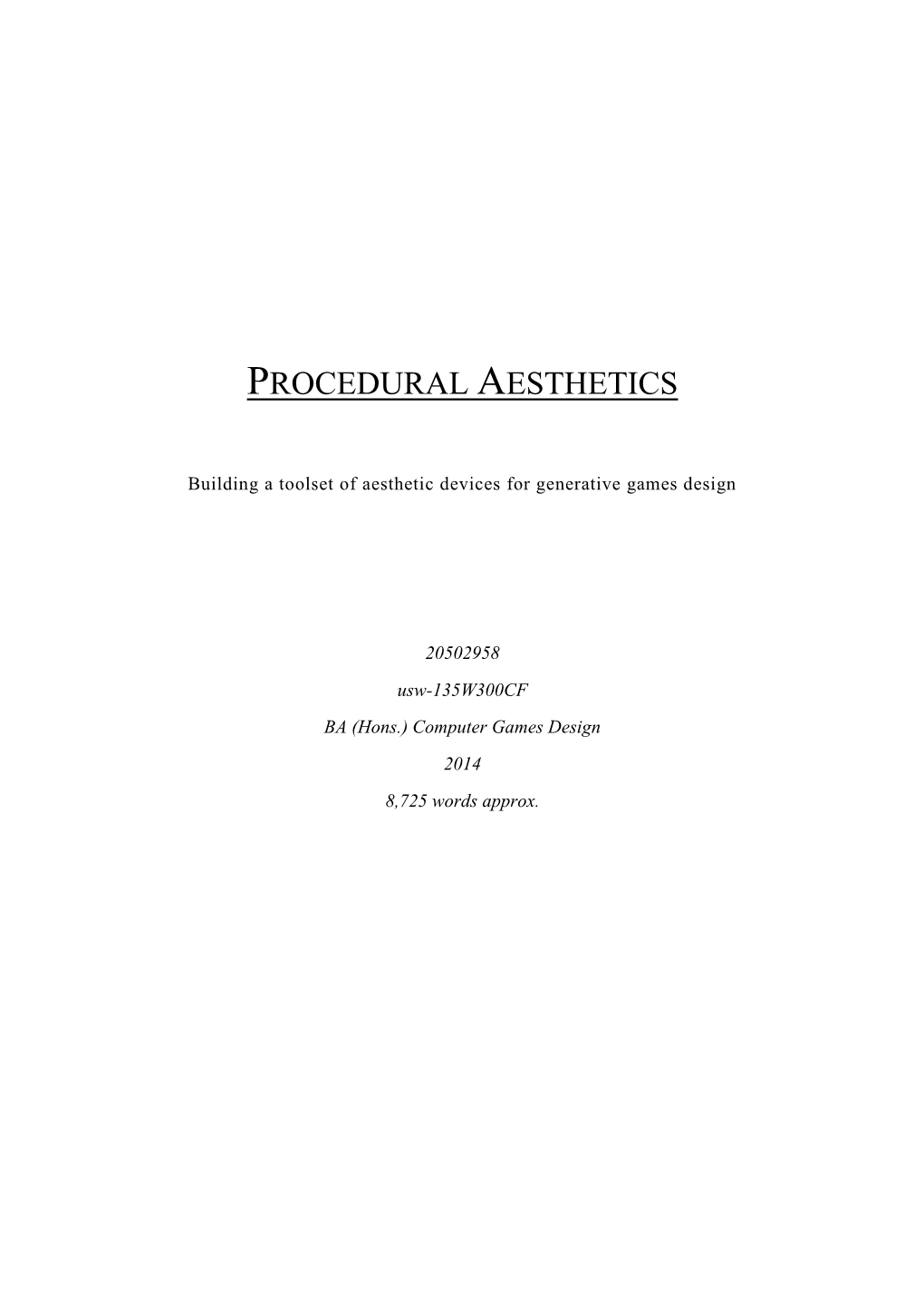 Procedural Aesthetics