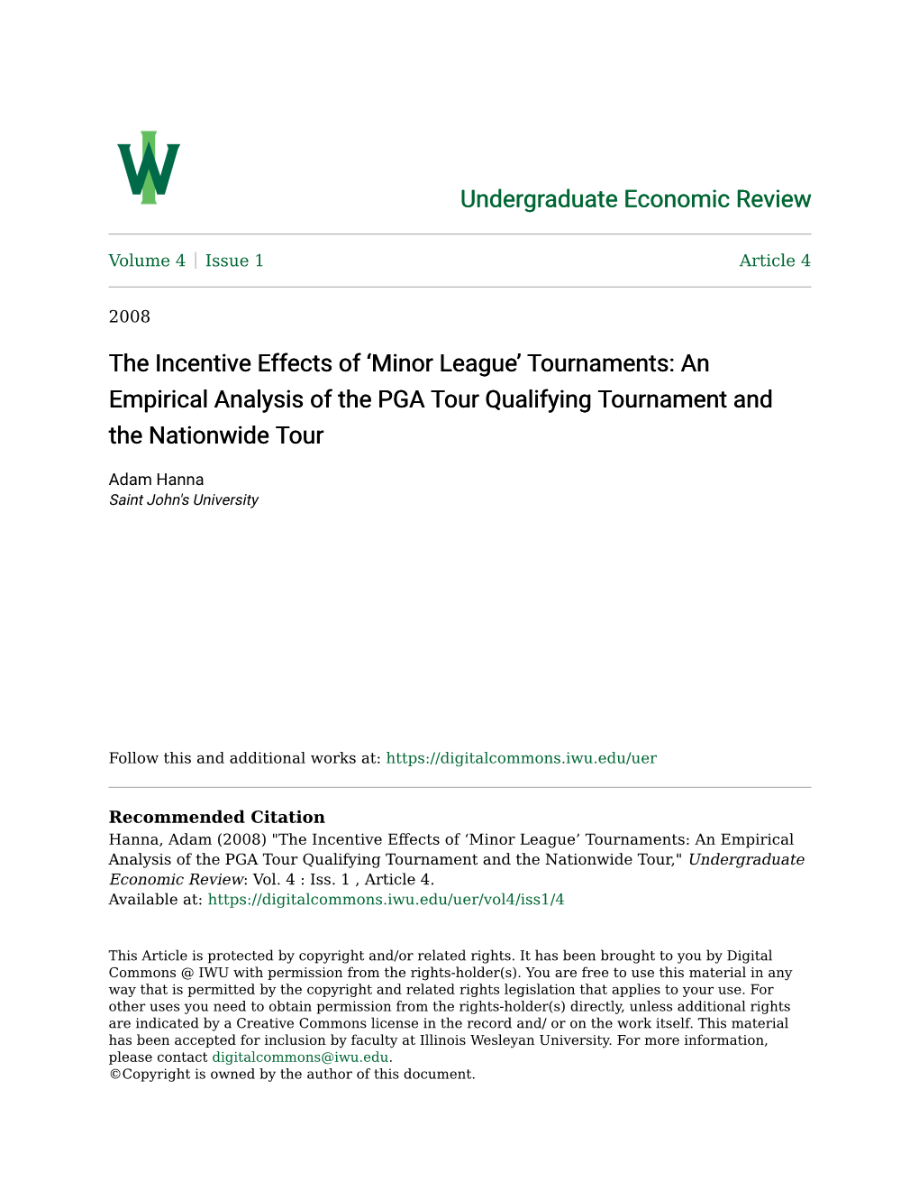 An Empirical Analysis of the PGA Tour Qualifying Tournament and the Nationwide Tour