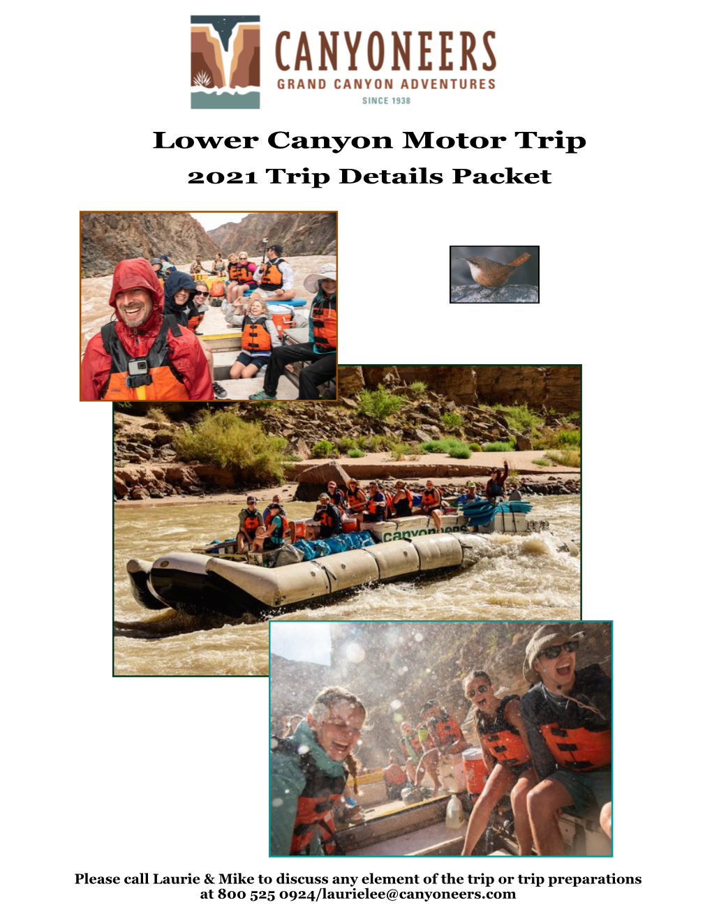 Lower Canyon Motor Trip 2021 Trip Details Packet