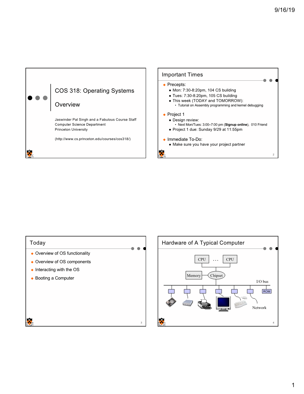 COS 318: Operating Systems Overview