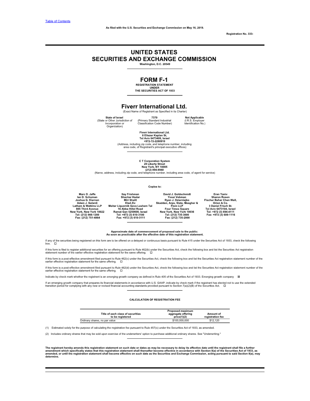 United States Securities and Exchange Commission Form