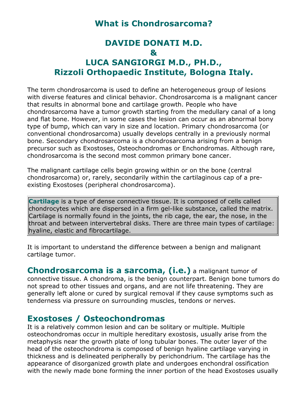 What Is Chondrosarcoma?