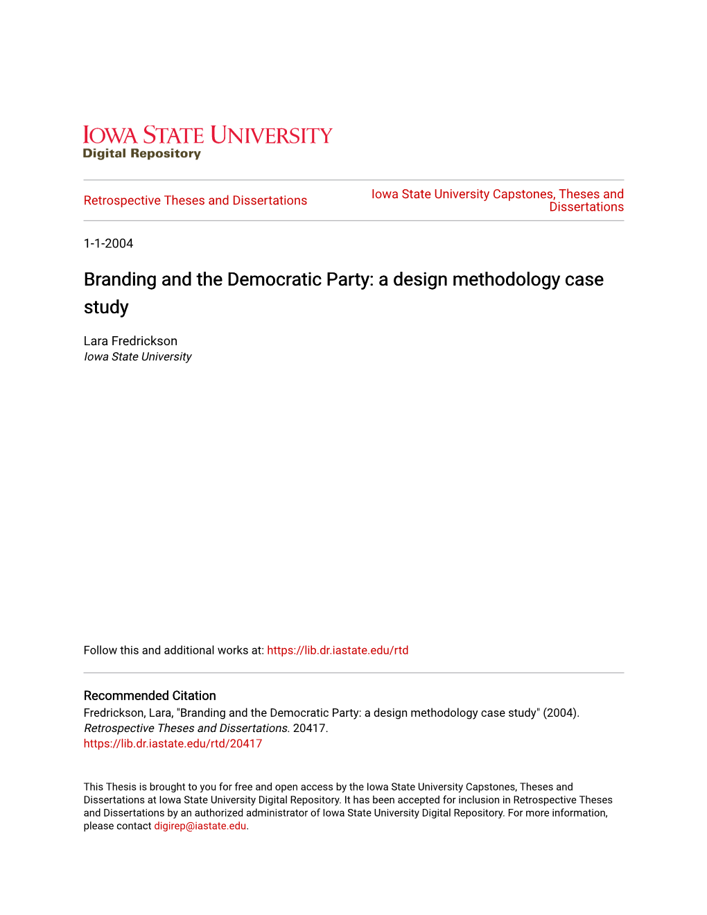 Branding and the Democratic Party: a Design Methodology Case Study