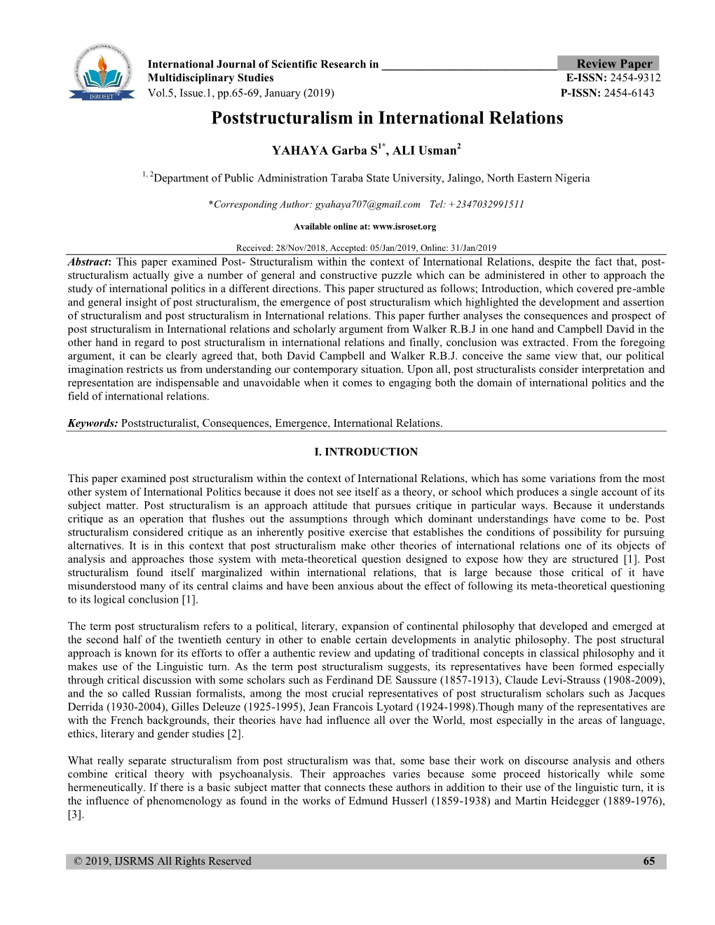 Poststructuralism in International Relations