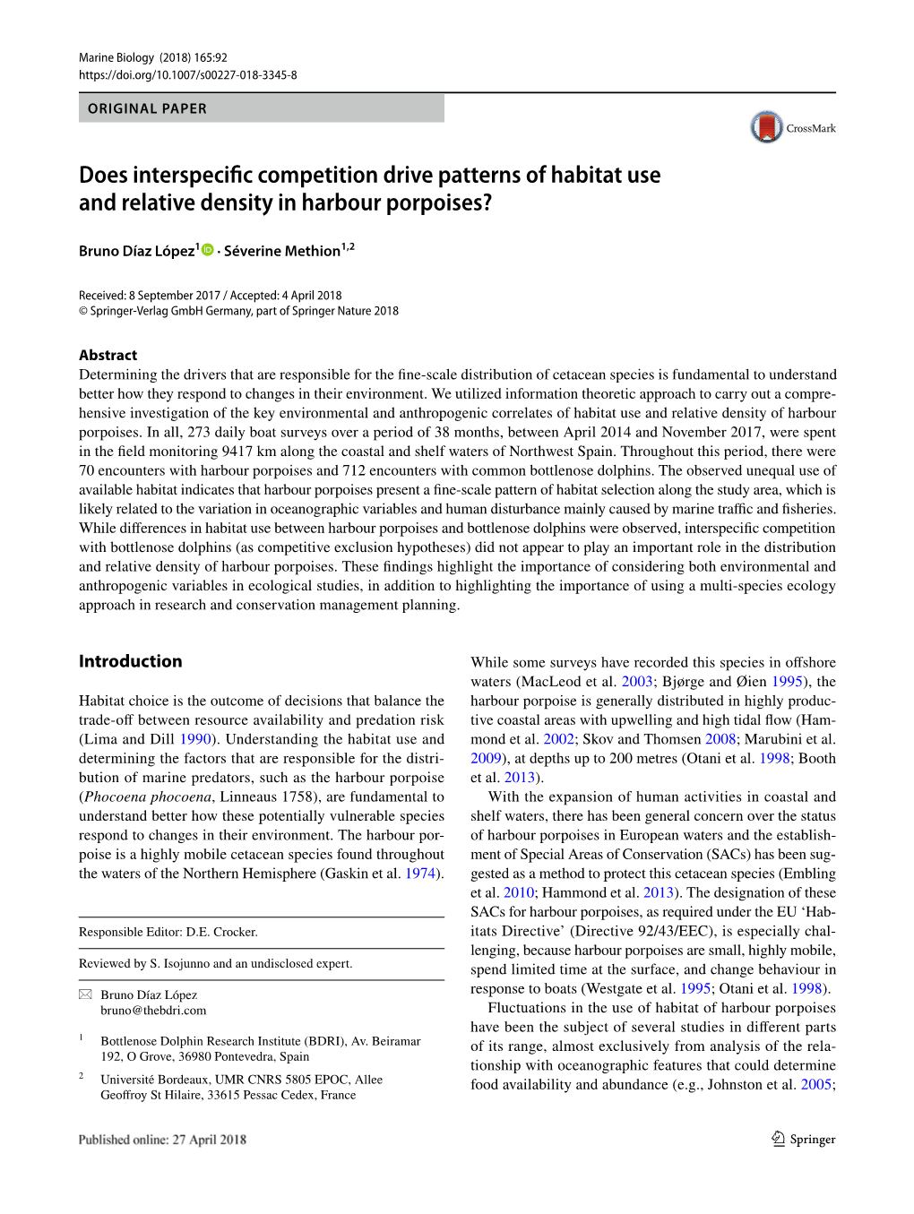 Does Interspecific Competition Drive Patterns of Habitat Use and Relative