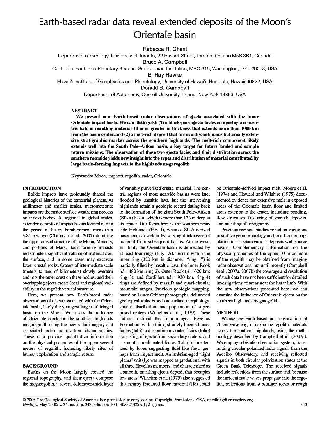 Earth-Based Radar Data Reveal Extended Deposits of the Moon's Orientale Basin