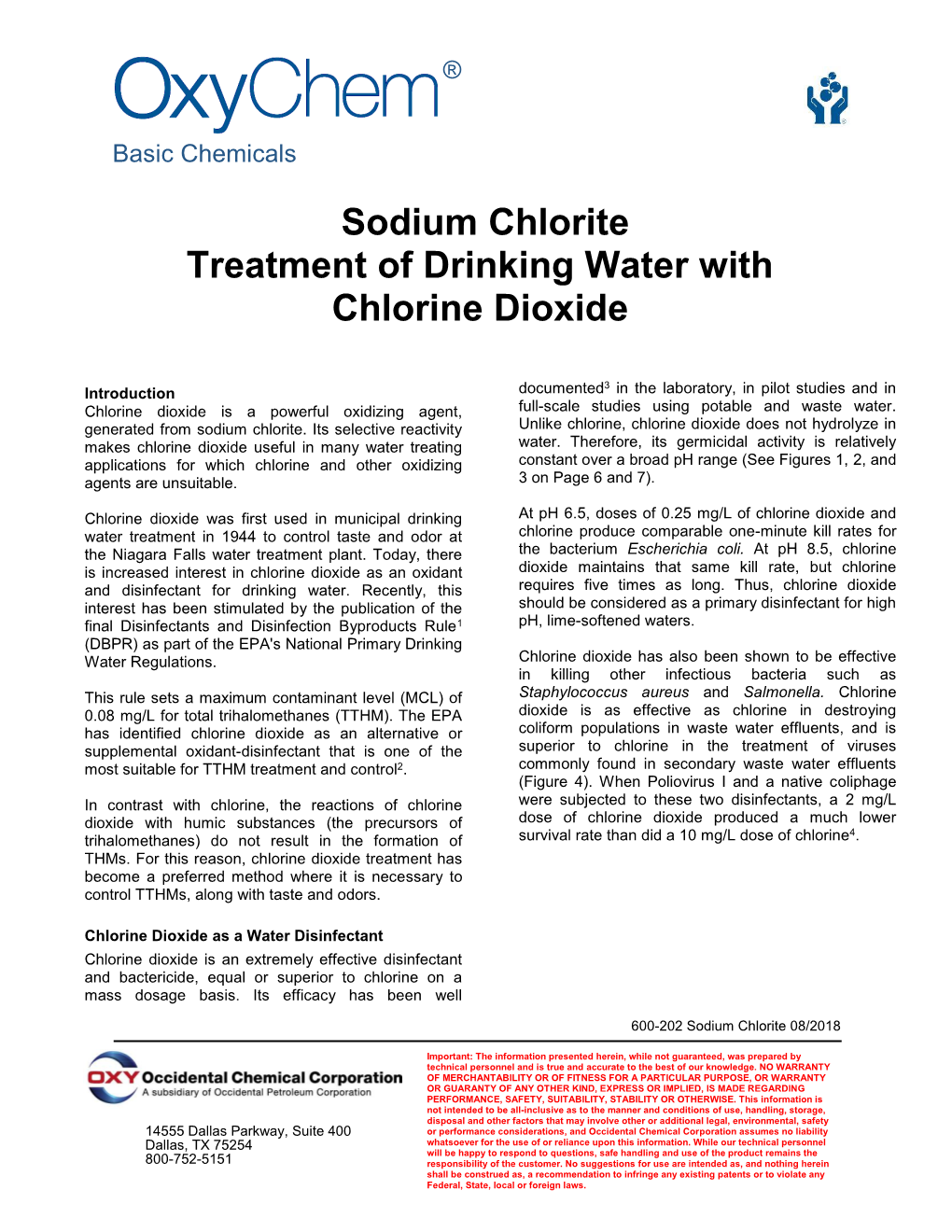 Sodium Chlorite Treatment of Drinking Water with Chlorine Dioxide