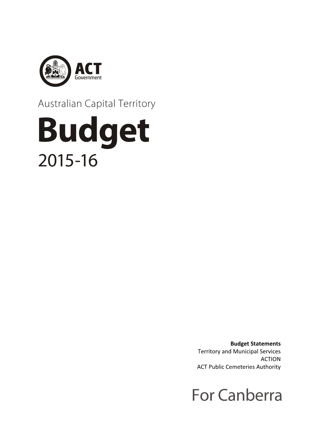 2015-16 Territory and Municipal Services Directorate Budget Statment