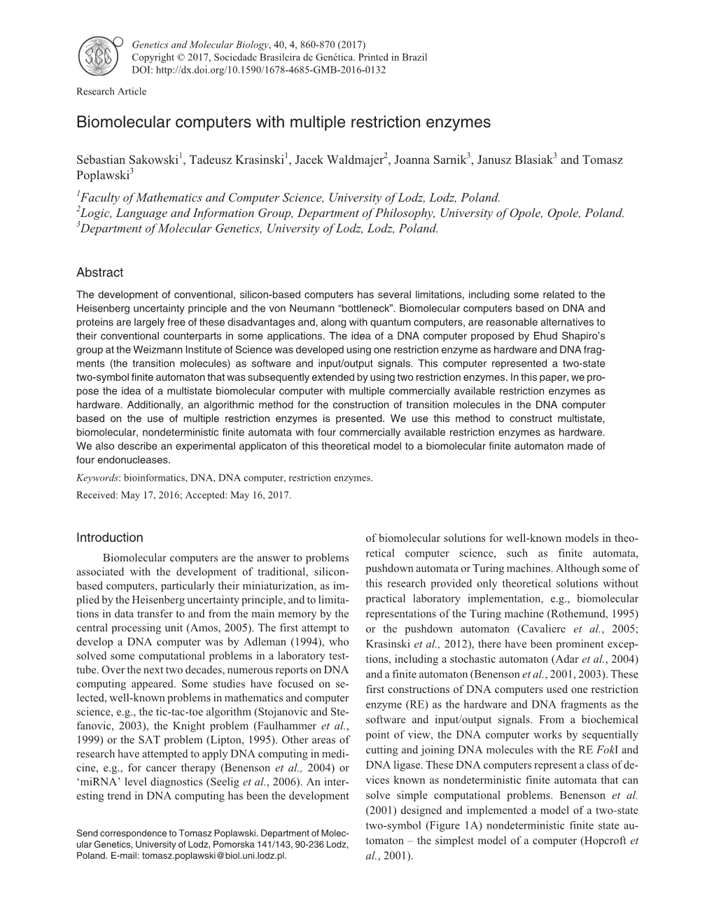 Biomolecular Computers with Multiple Restriction Enzymes