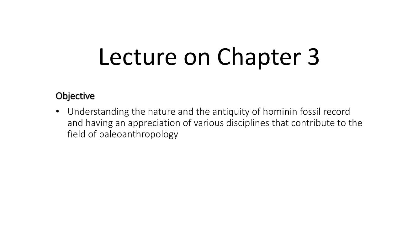 Lecture on Chapter 3