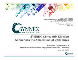 SYNNEX' Concentrix Division Announces the Acquisition Of