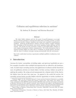 Collusion and Equilibrium Selection in Auctions∗