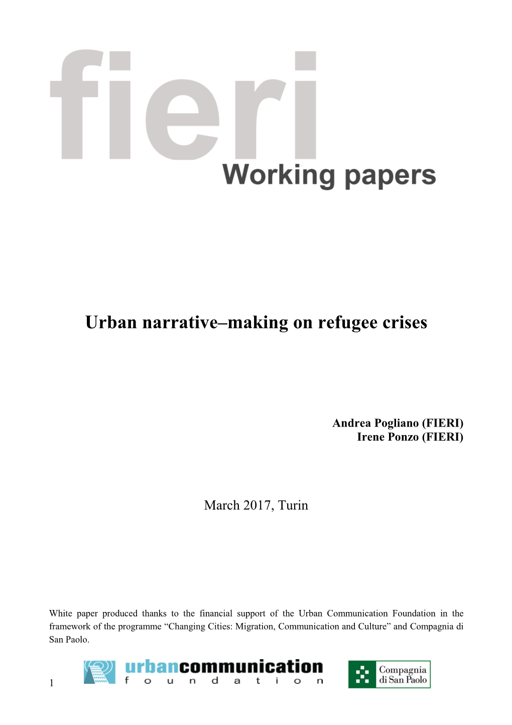 Urban Narrative–Making on Refugee Crises