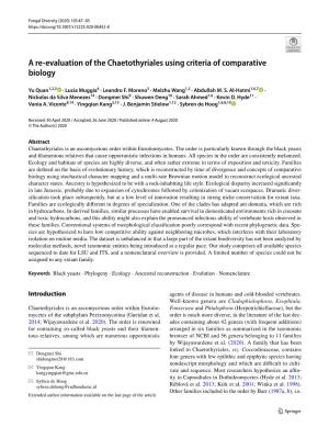 A Re-Evaluation of the Chaetothyriales Using Criteria of Comparative Biology