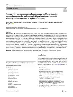Comparative Phylogeography of Juglans Regia and J. Mandshurica