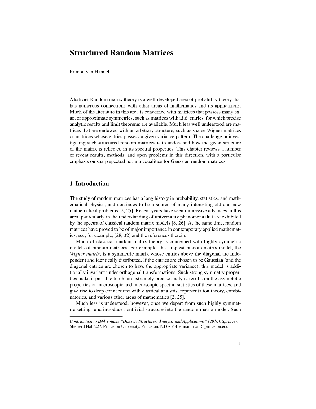 Structured Random Matrices