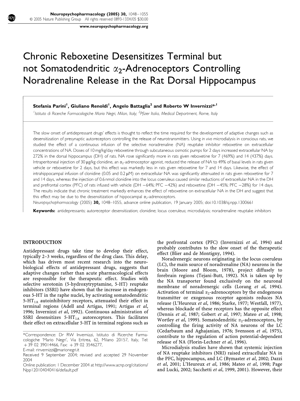 Chronic Reboxetine Desensitizes Terminal but Not Somatodendritic A2-Adrenoceptors Controlling Noradrenaline Release in the Rat Dorsal Hippocampus